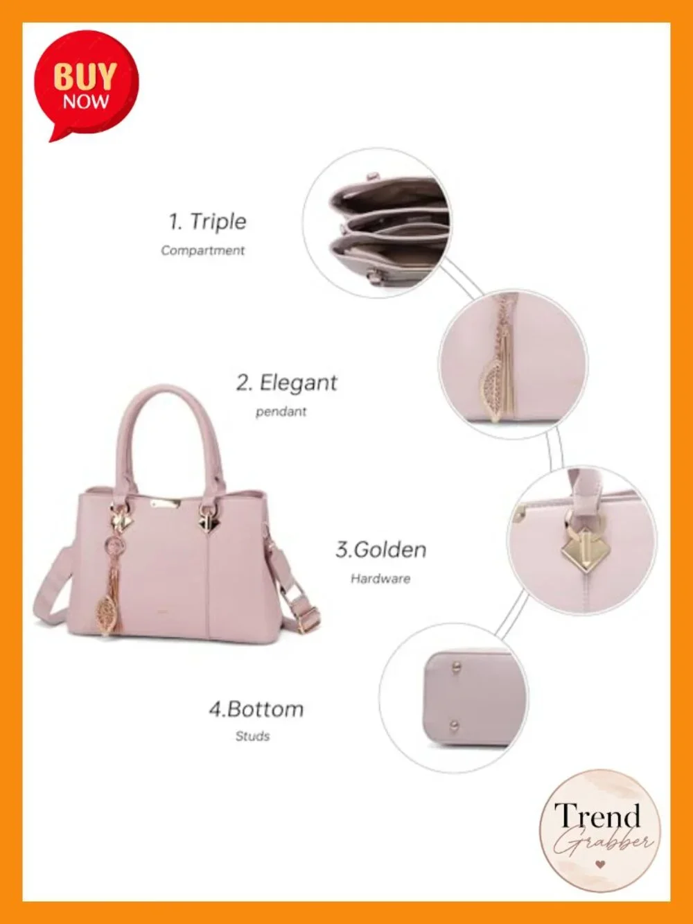 PU Leather Satchel Crossbody Bag Structured Top Handle with Charms Medium
